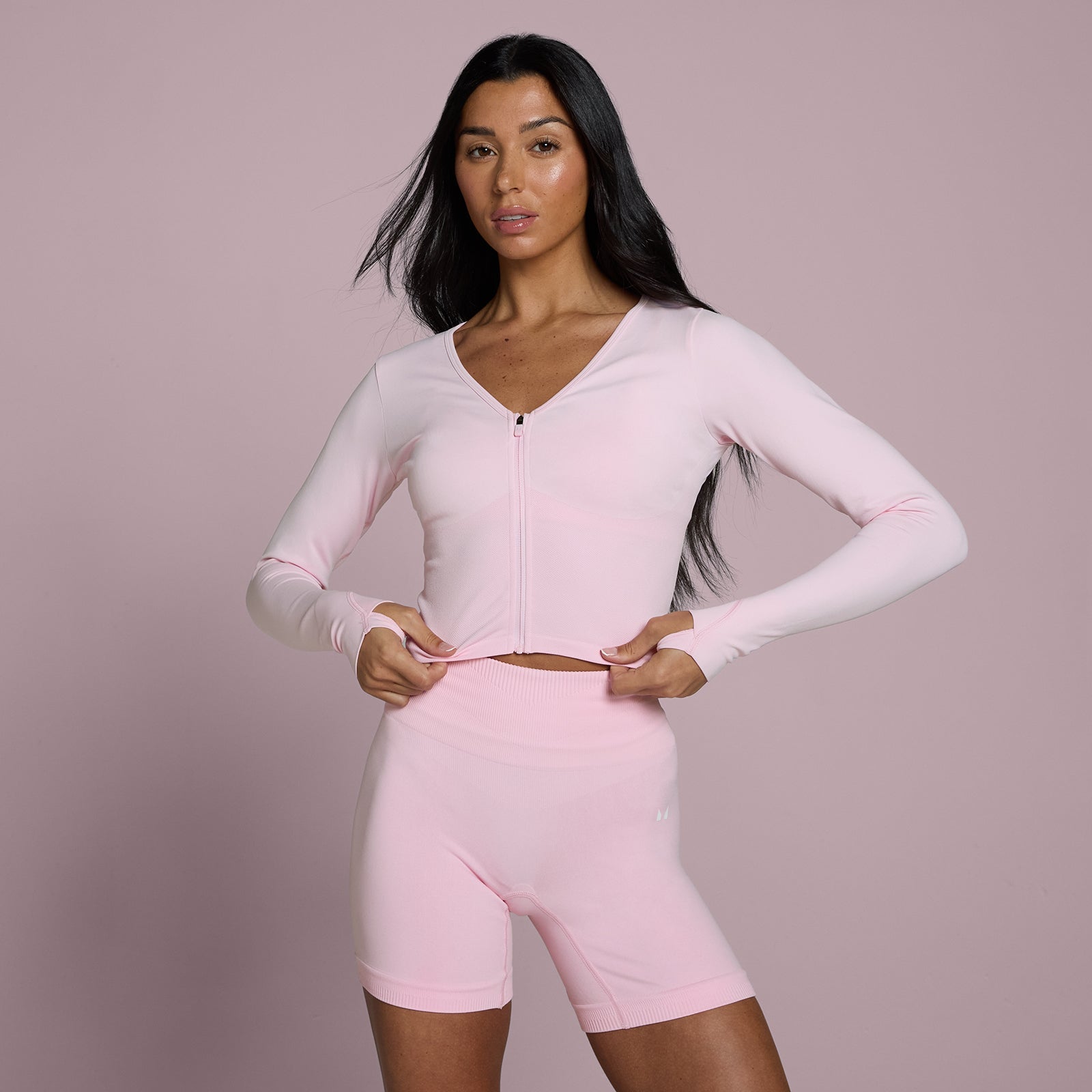 Dames Tempo Naadloze Cropped Jas - Blush / XXL
