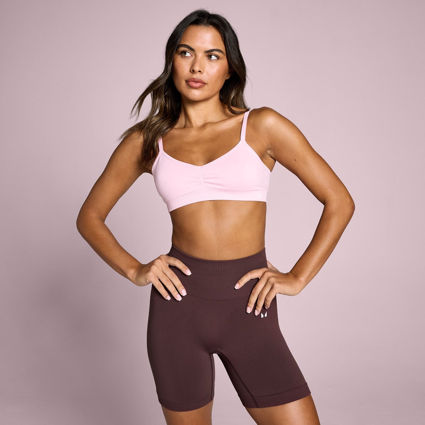 Dames Tempo Naadloze Ruched Front Sport-BH - Blush / XL