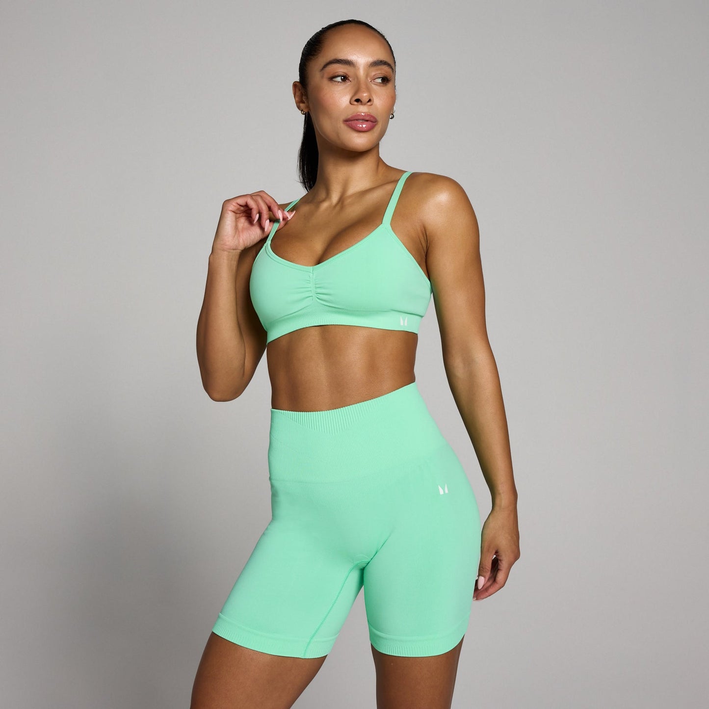 Dames Tempo Naadloze Ruched Front Sport-BH - Mintgroen / XXL