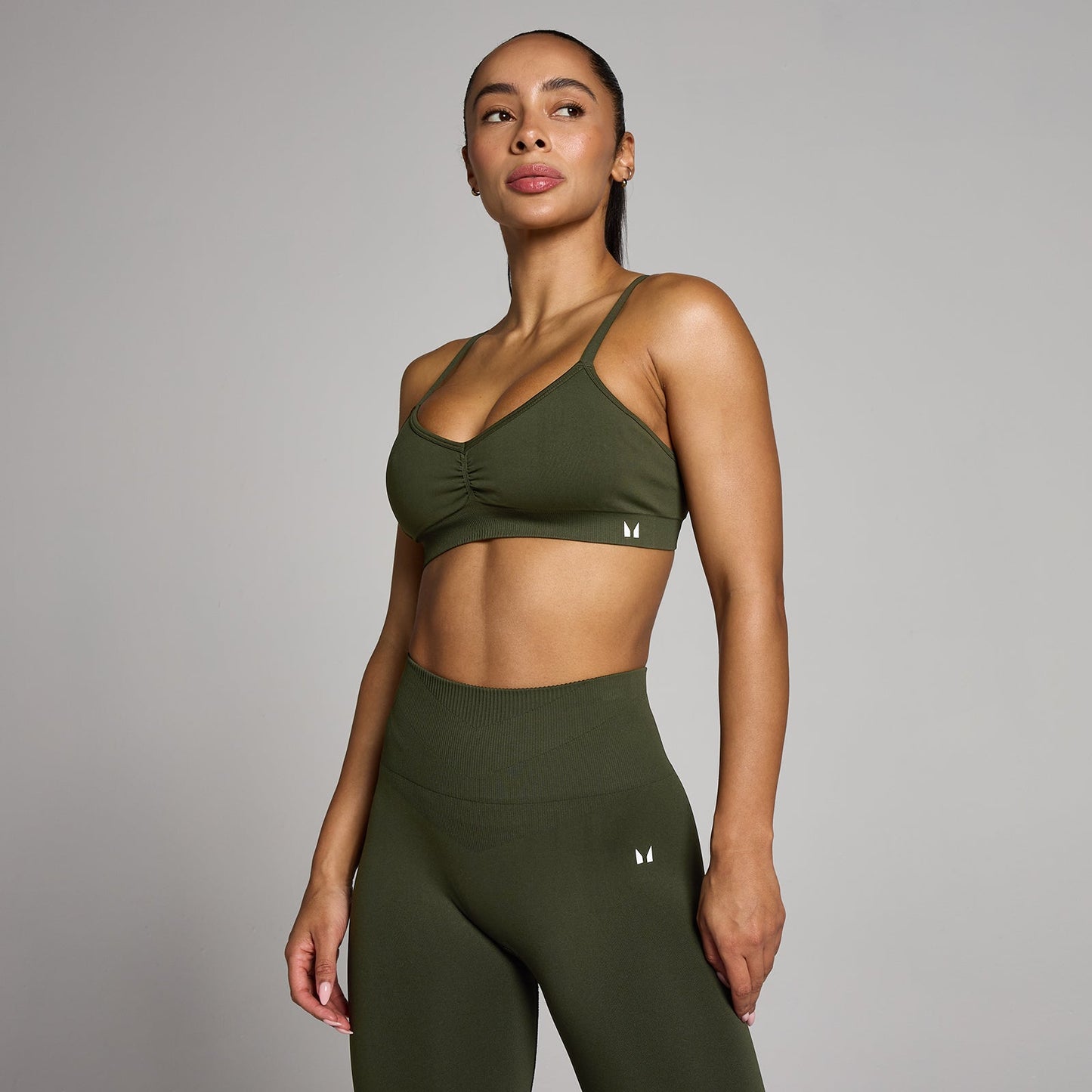 Dames Tempo Naadloze Ruched Front Sport-BH - Bosgroen / XXL