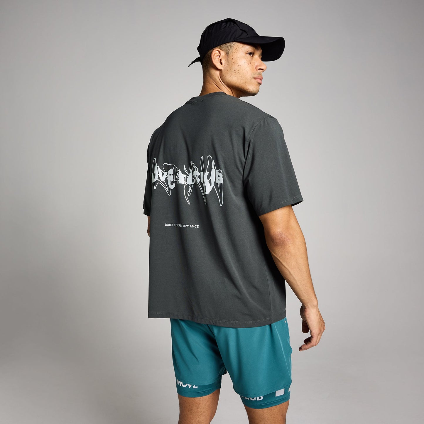 Heren Hybrid Oversized Grafisch T-Shirt - Gewassen Zwart / S