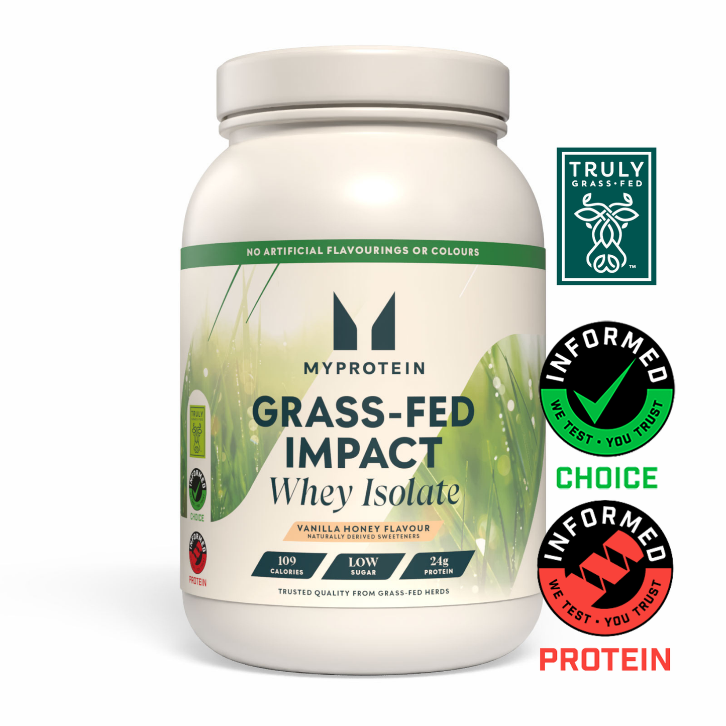 Grasgevoerd Impact Whey Isolate - Vanilla Honey (naturally derived sweeteners)