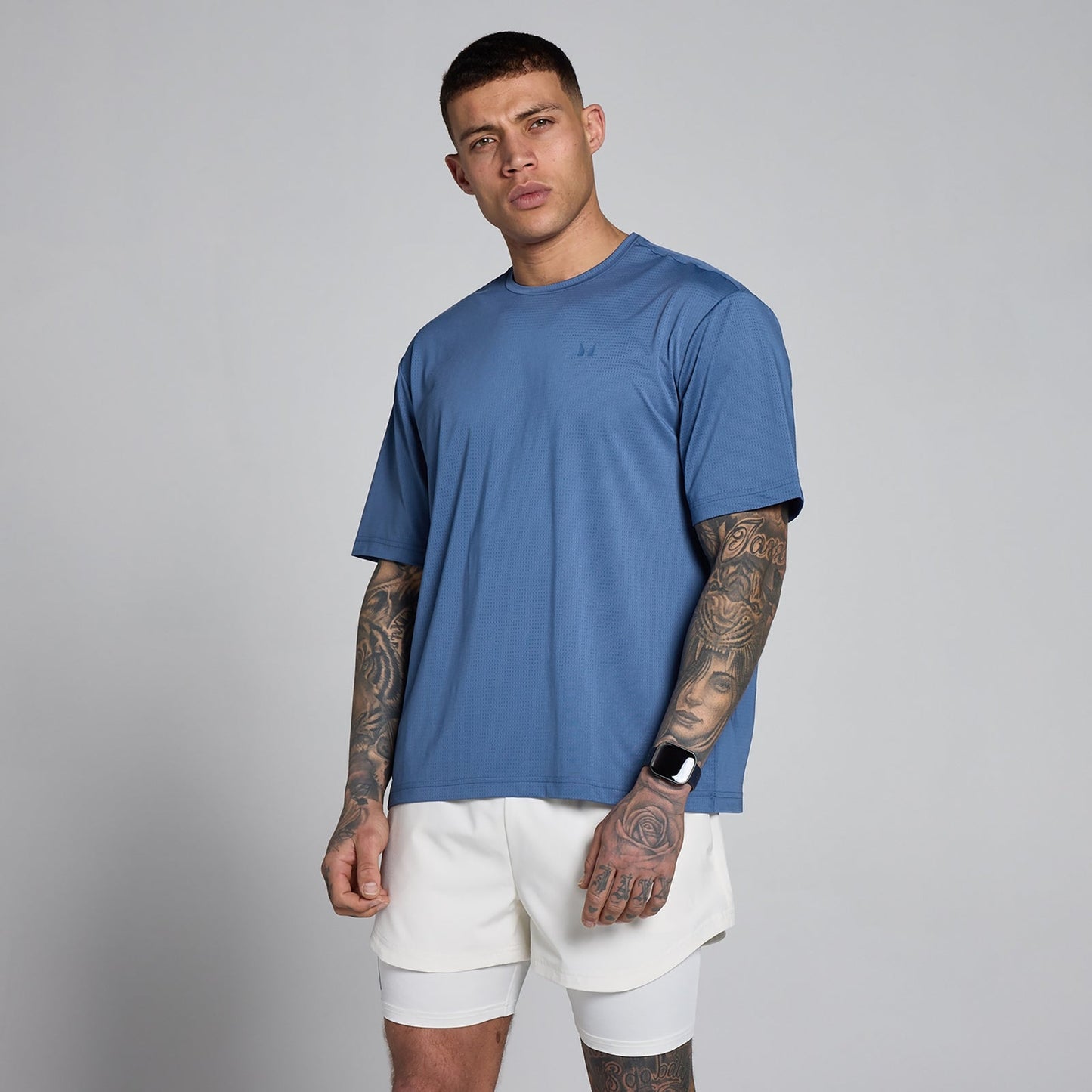 Men's Hybrid Oversized Mesh T-Shirt - Slate Blue / M