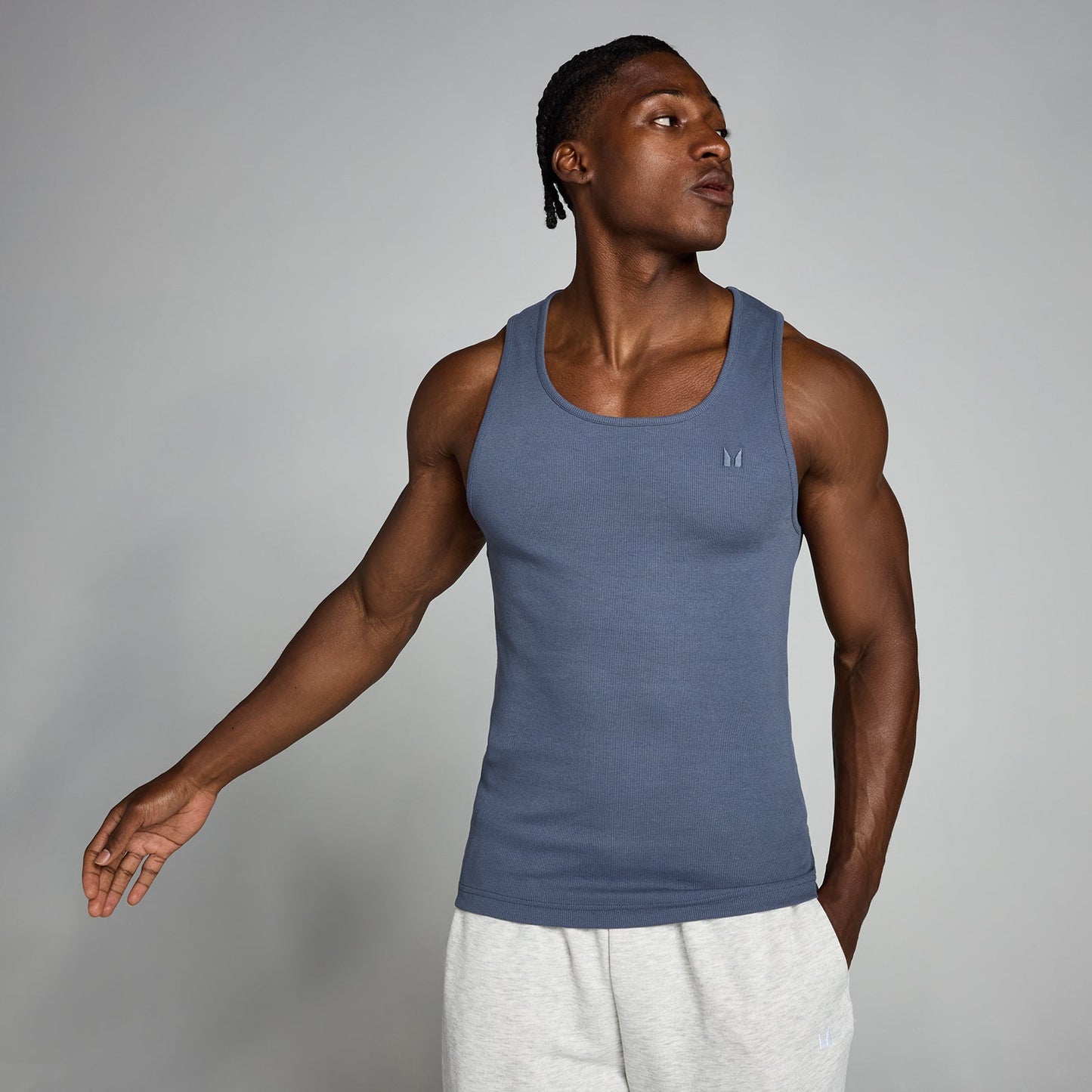 Men's Lift Ribbed Muscle Fit Vest - Charcoal Blue / XXL