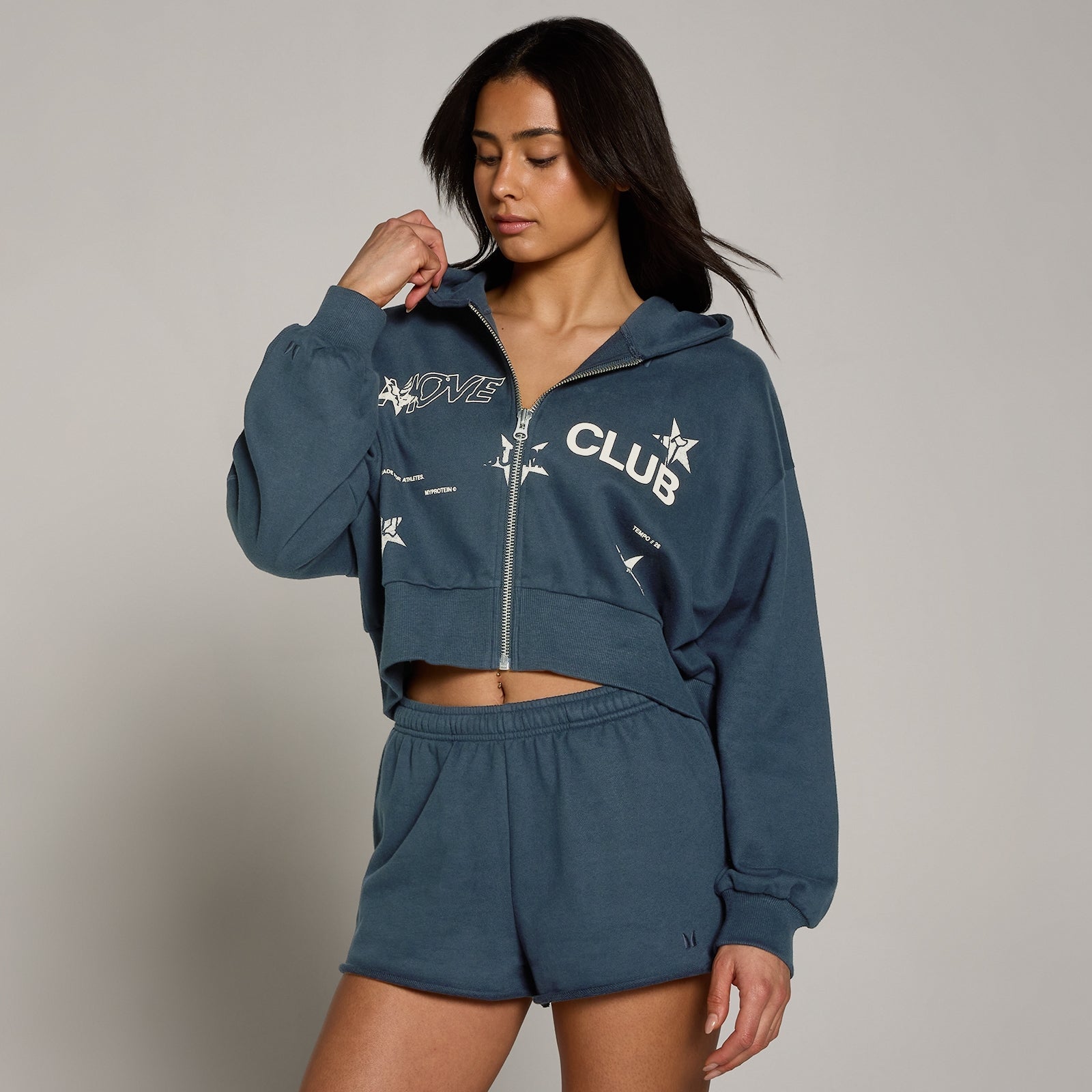 Dames Move Club Grafische Lichtgewicht Loopback Hoodie met Rits - XXL