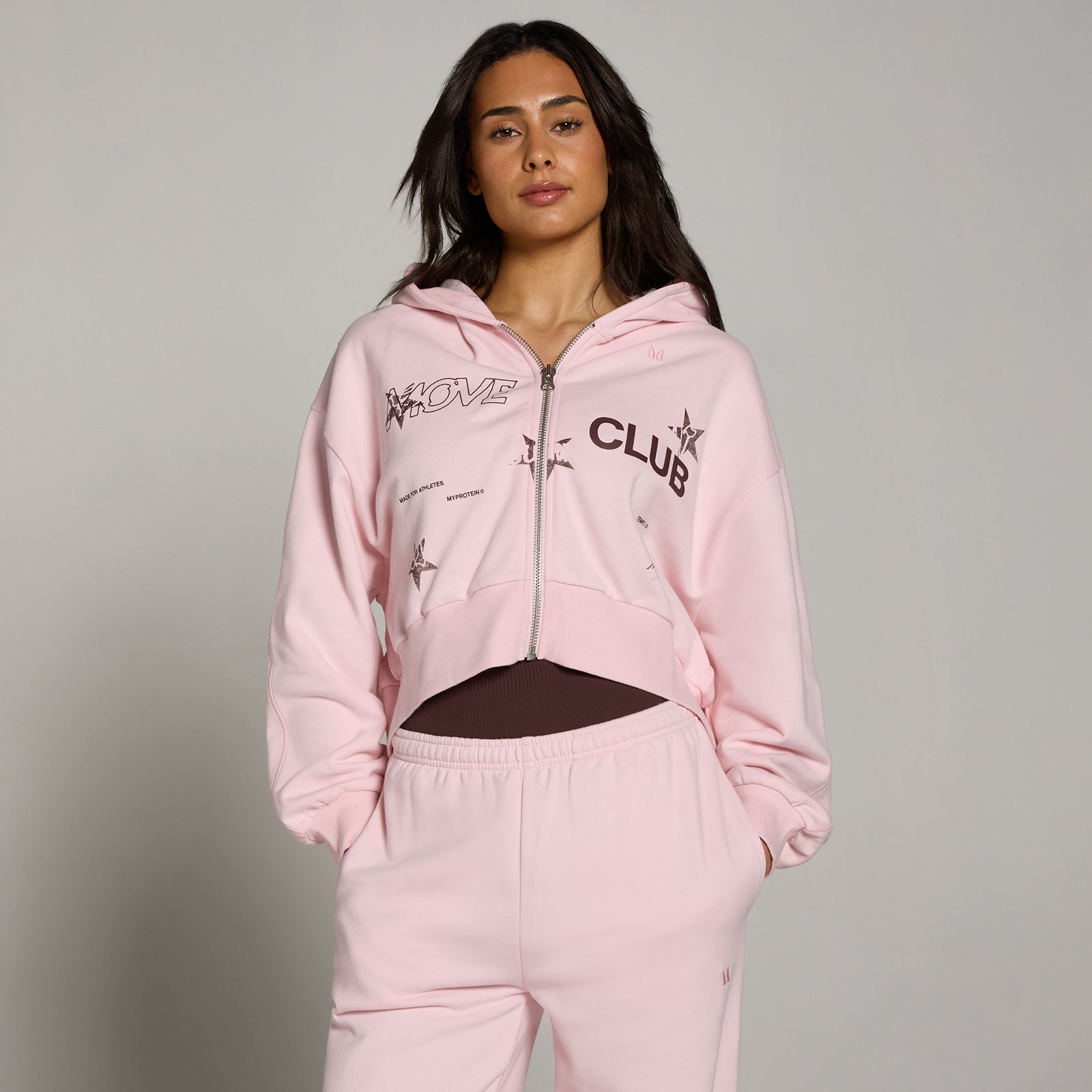 Dames Move Club Graphic Lichtgewicht Loopback Hoodie met Rits - XL