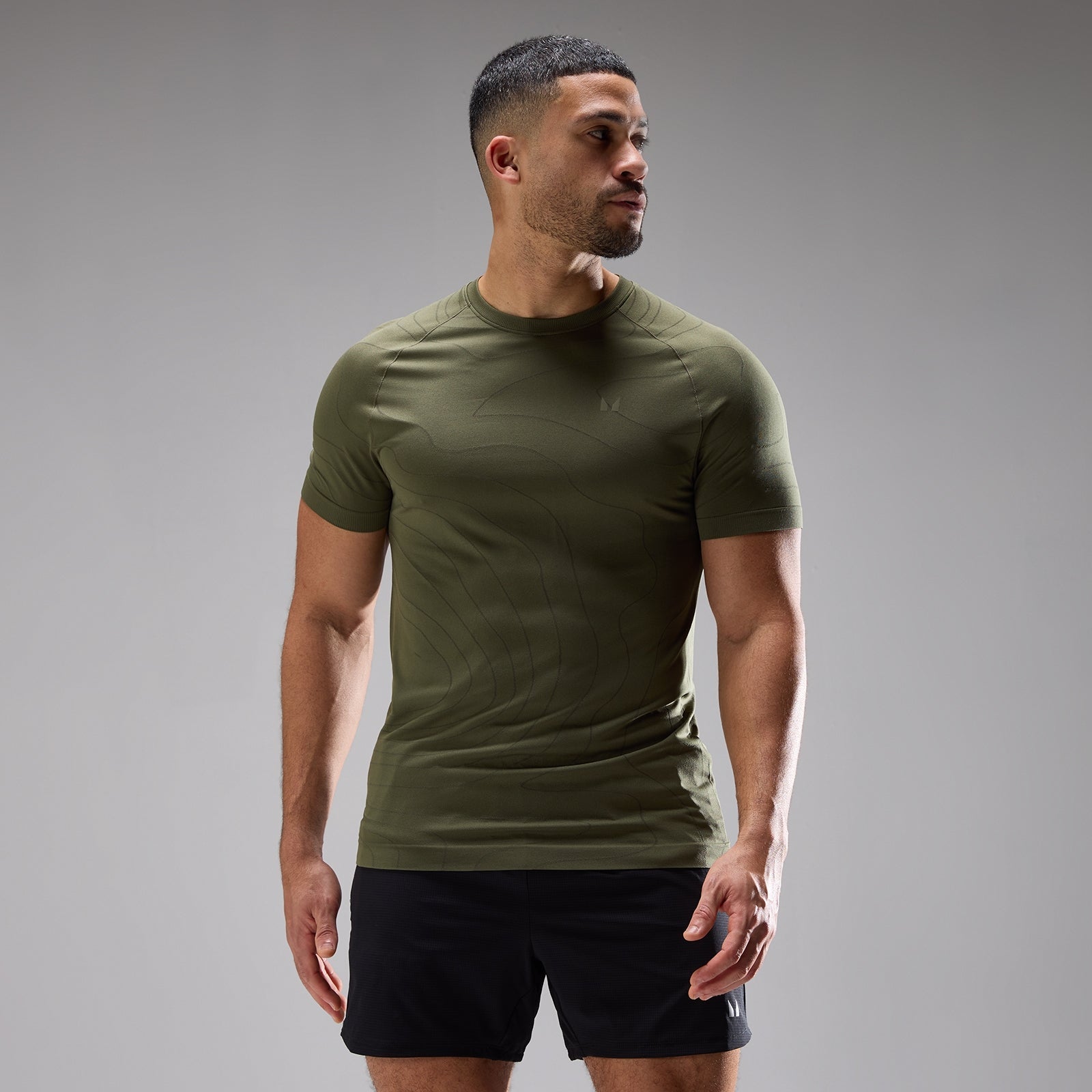 Heren Velocity Ultra Seamless T-Shirt - Dusty Olive / 3XL