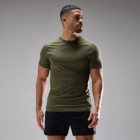 Heren Velocity Ultra Seamless T-Shirt - Dusty Olive / 3XL
