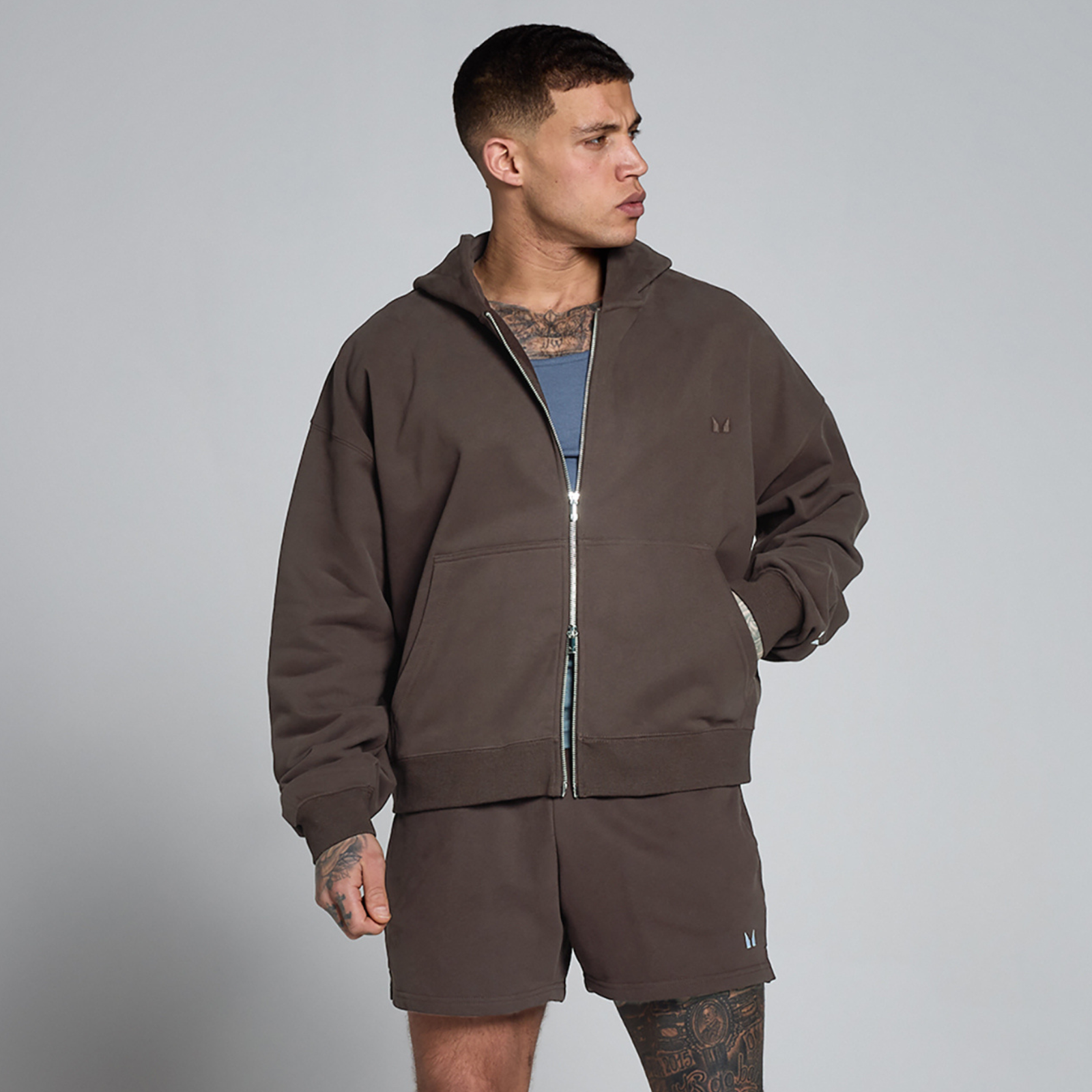Men's Lift Oversized Loopback 2 Way Zip Hoodie - Chocolade / 3XL