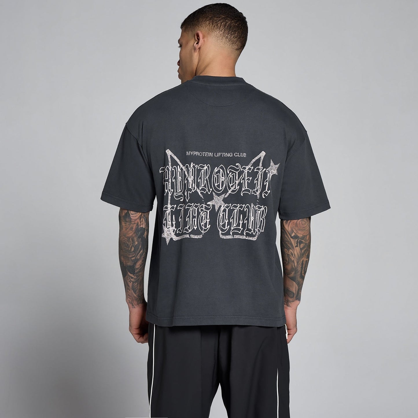 Men's Lift Graphic Washed Oversized Cotton T-Shirt - Donkergrijs / 3XL