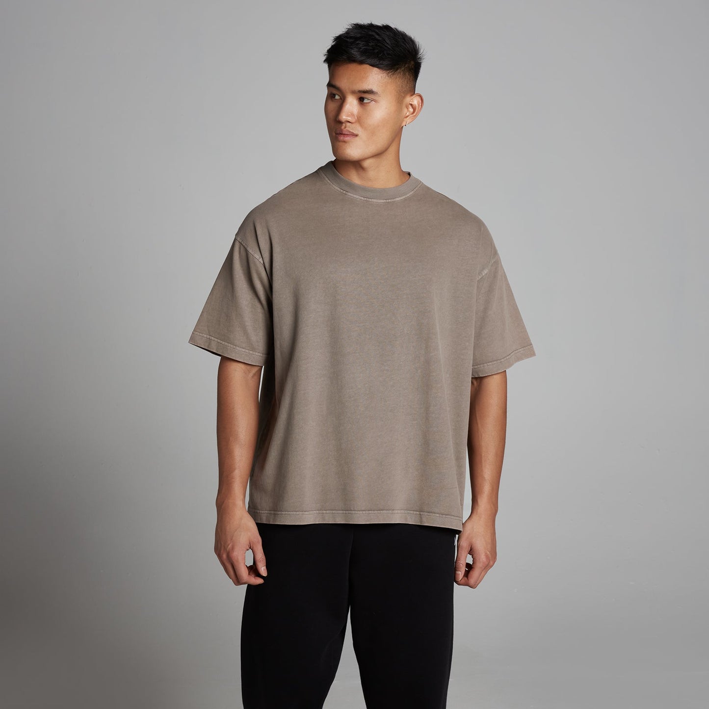 Heren Washed Oversized Katoenen T-Shirt - Falcon / XXL