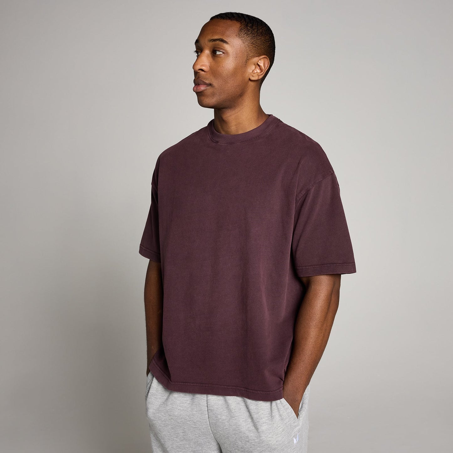 Heren Washed Oversized Katoenen T-Shirt - Fudge / XXL