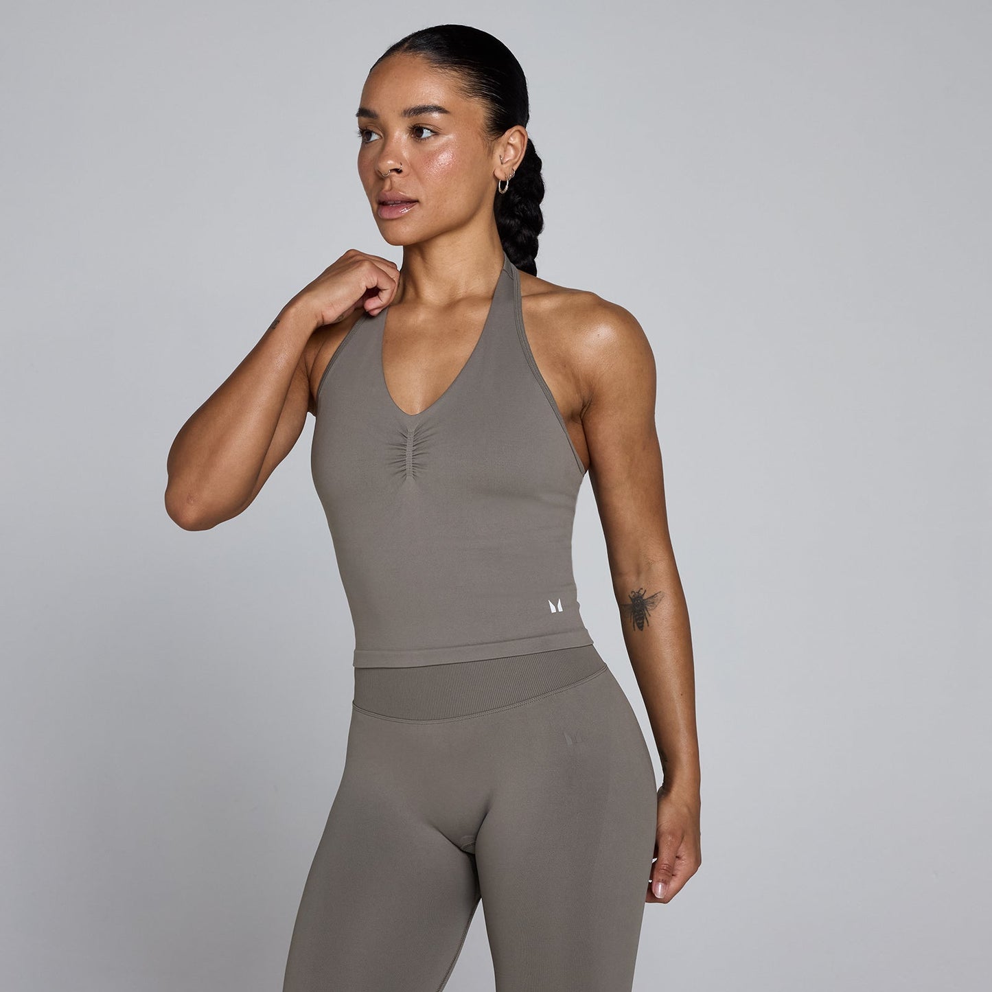 Dames Tempo Naadloze Halternek Top - Dark Truffle / XXL