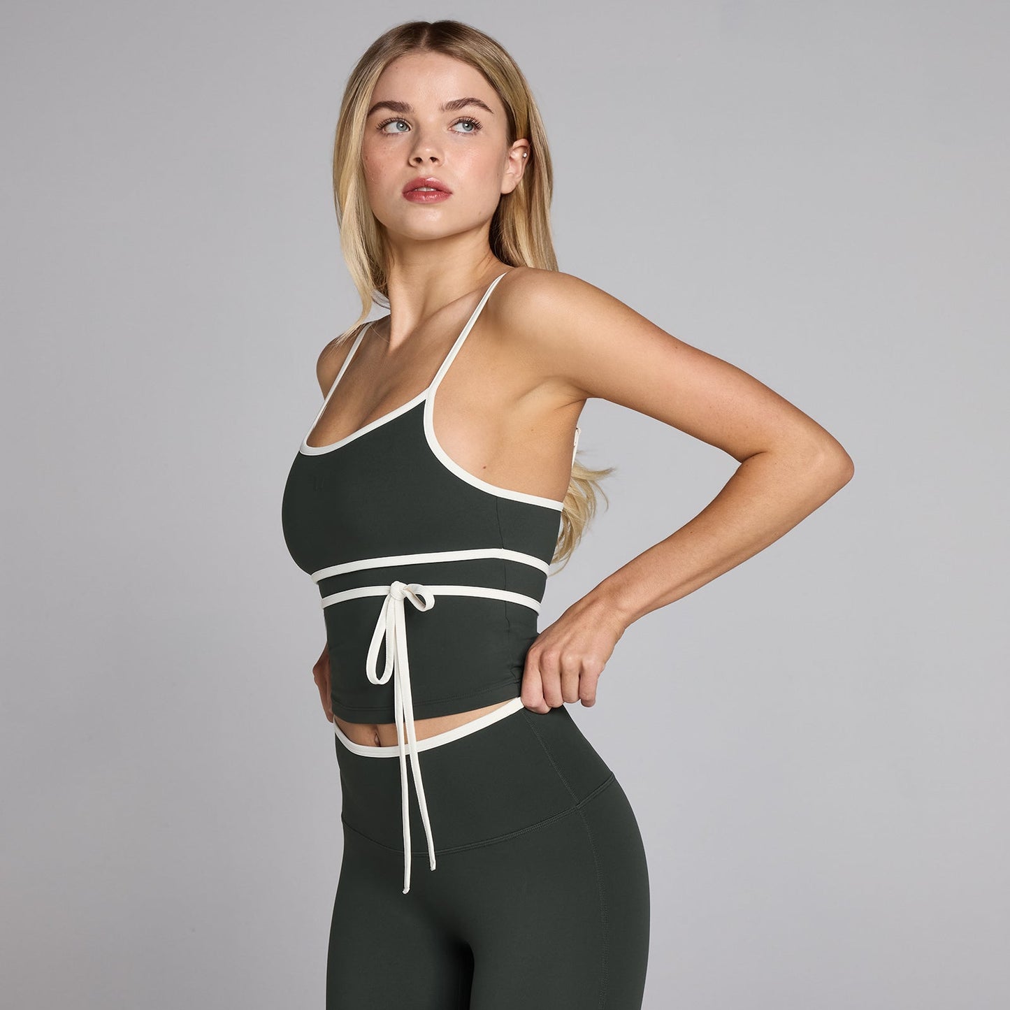 Dames Tempo Contrast Tie Top - Gewassen Zwart / XXL