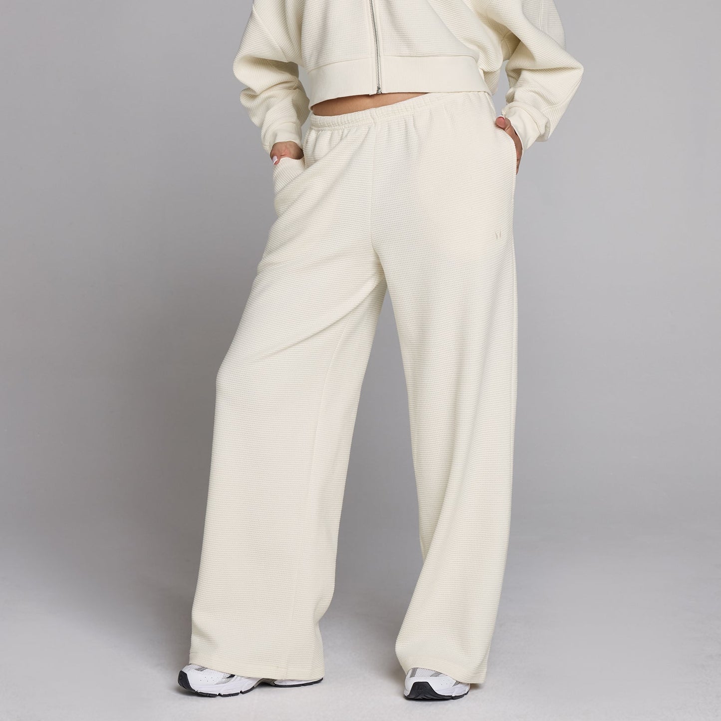 Dames Waffle Mid Rise Rechte Joggingbroek - XXL