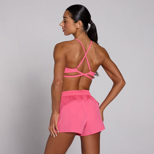 Women's Tempo Adjustable Strappy Back Sports Bra - Levendig Roze / XXL