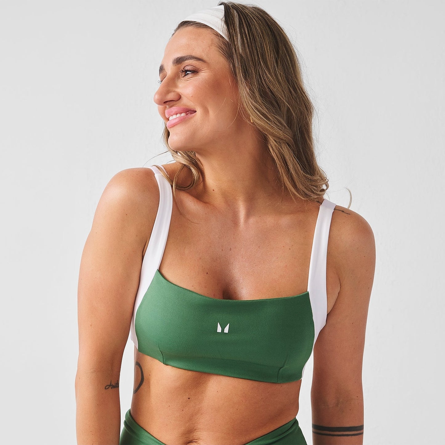Dames X Tatiana Contrast Twist Back Sport-BH - Palm Green / XXL