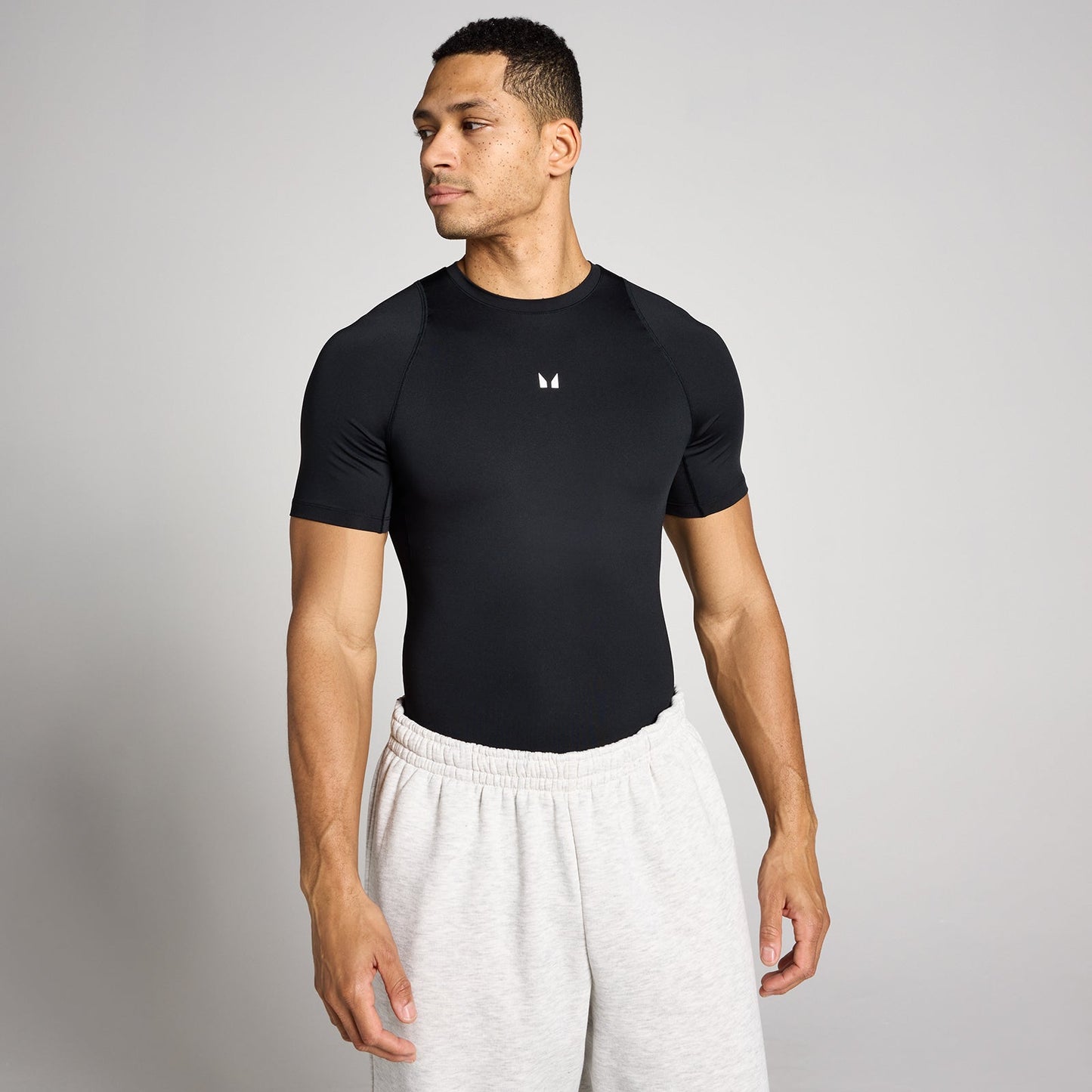 Heren Training Korte Mouw Basislaag - Zwart / 3XL