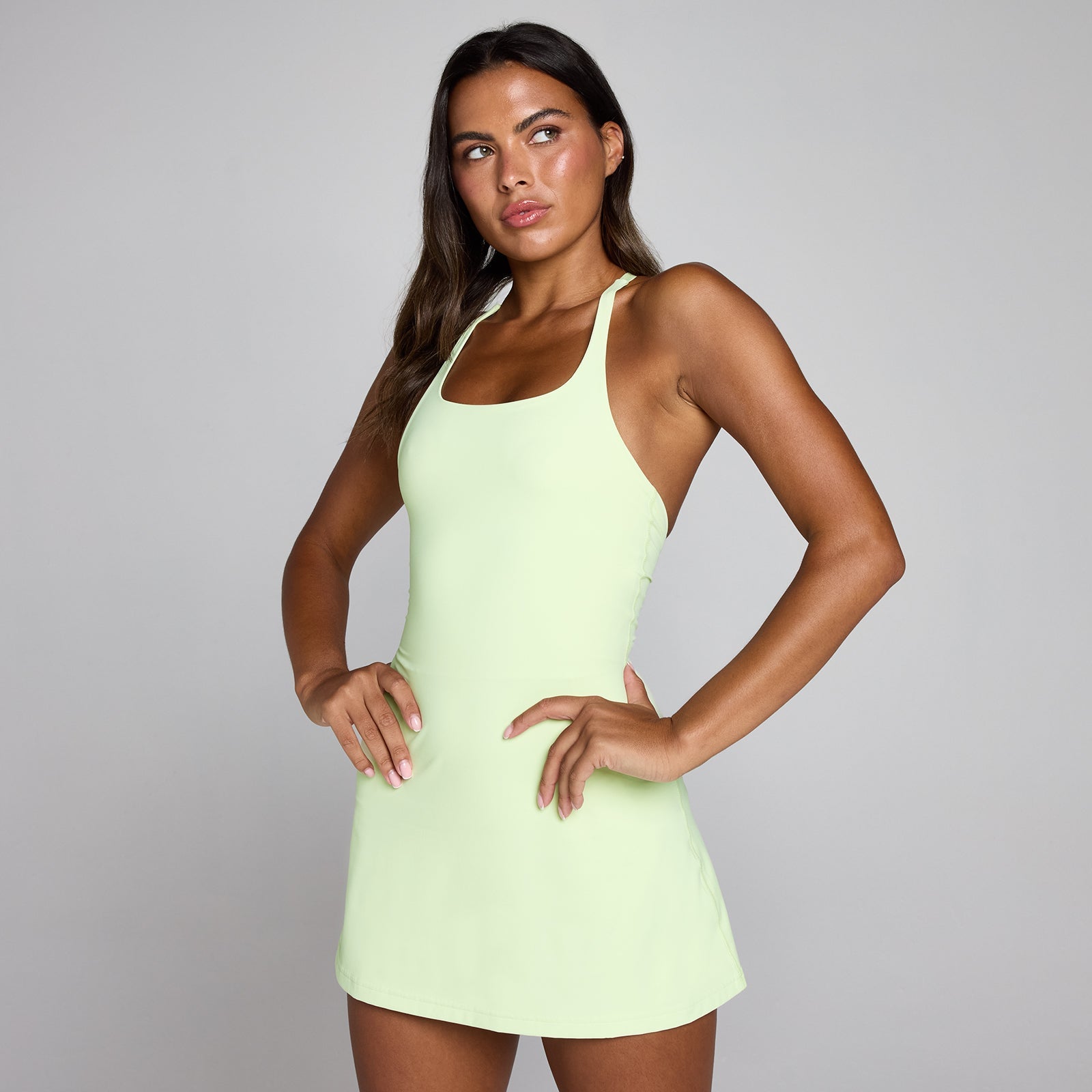 Dames Tempo Strappy Racerback Tennisjurk - Gewassen Limoen / M