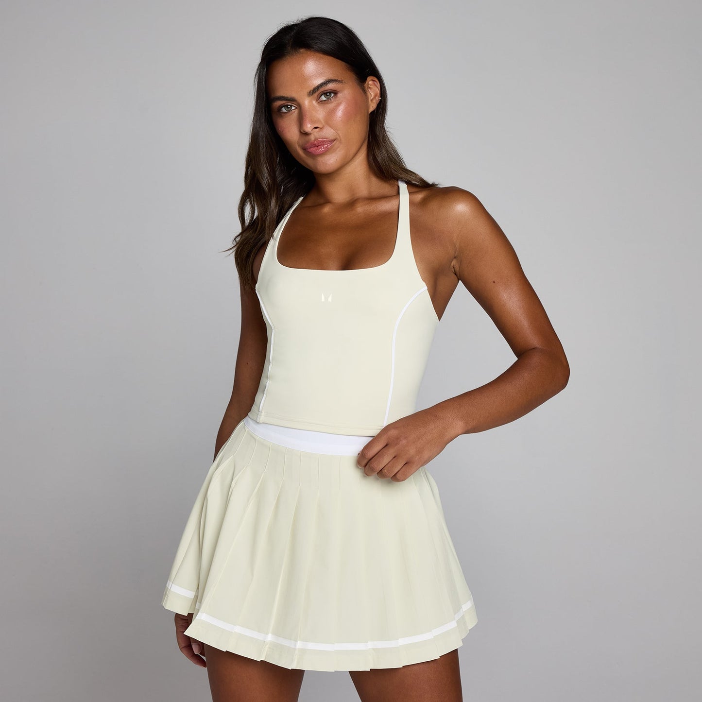 Dames Tempo Contrast Strappy Racerback Vest - Woestijnstof / XXL