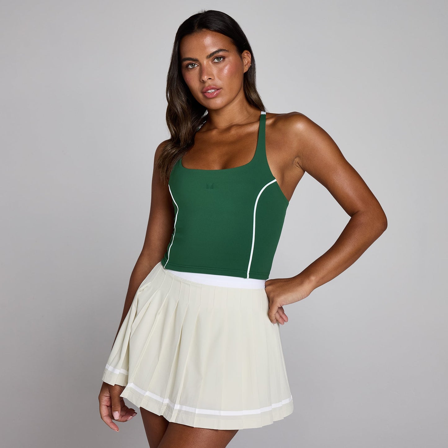 Dames Tempo Contrast Strappy Racerback Vest - Racegroen / XXL