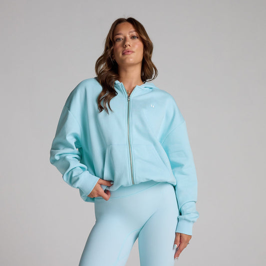 Dames Basics Hoodie met Rits - Hemelsblauw / XXL