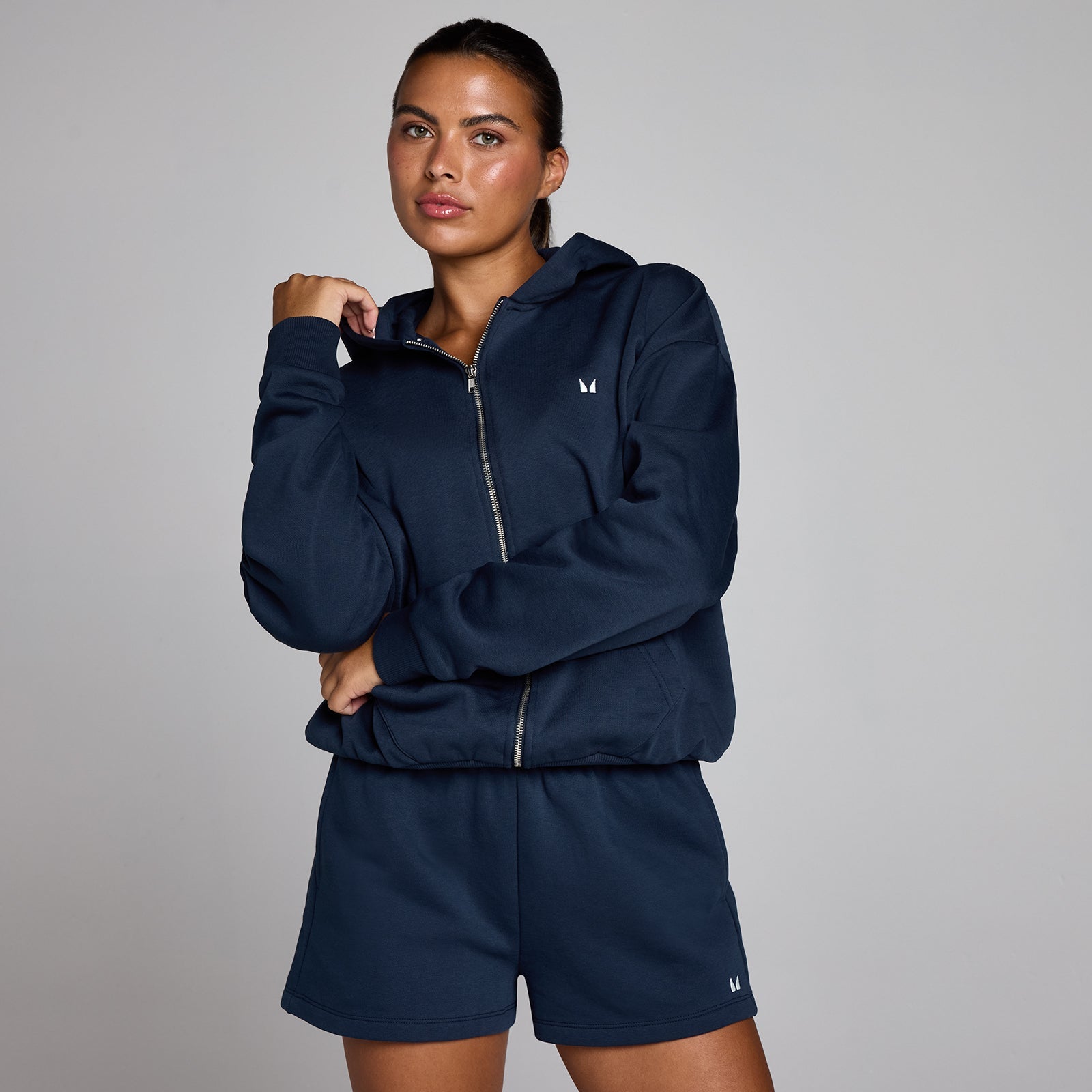 Dames Basics Zip Through Hoodie - Middernacht / XXL
