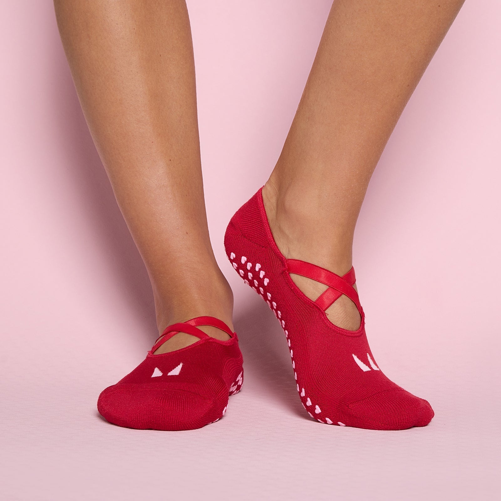 Valentines Ballet Antislip Sokken - Roze Rood/Blush / UK 12-14 / 2-pack