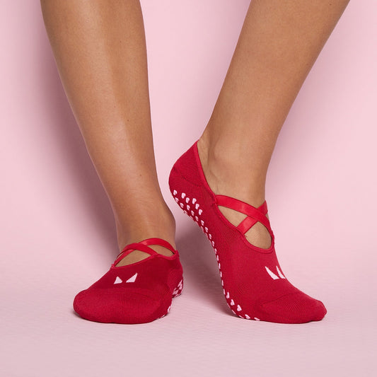Valentines Ballet Antislip Sokken - Roze Rood/Blush / UK 12-14 / 2-pack