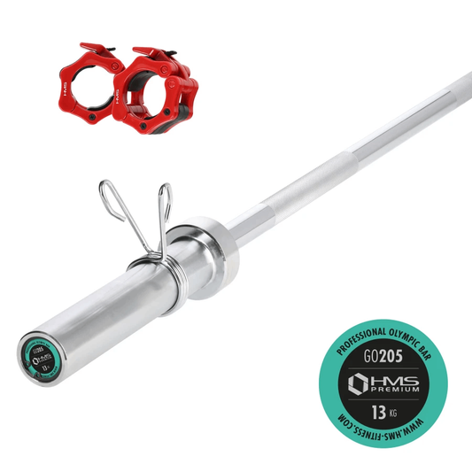 HMS Premium Olympische Halterstang met Lock Jaw Collars en Veerclipsluiting