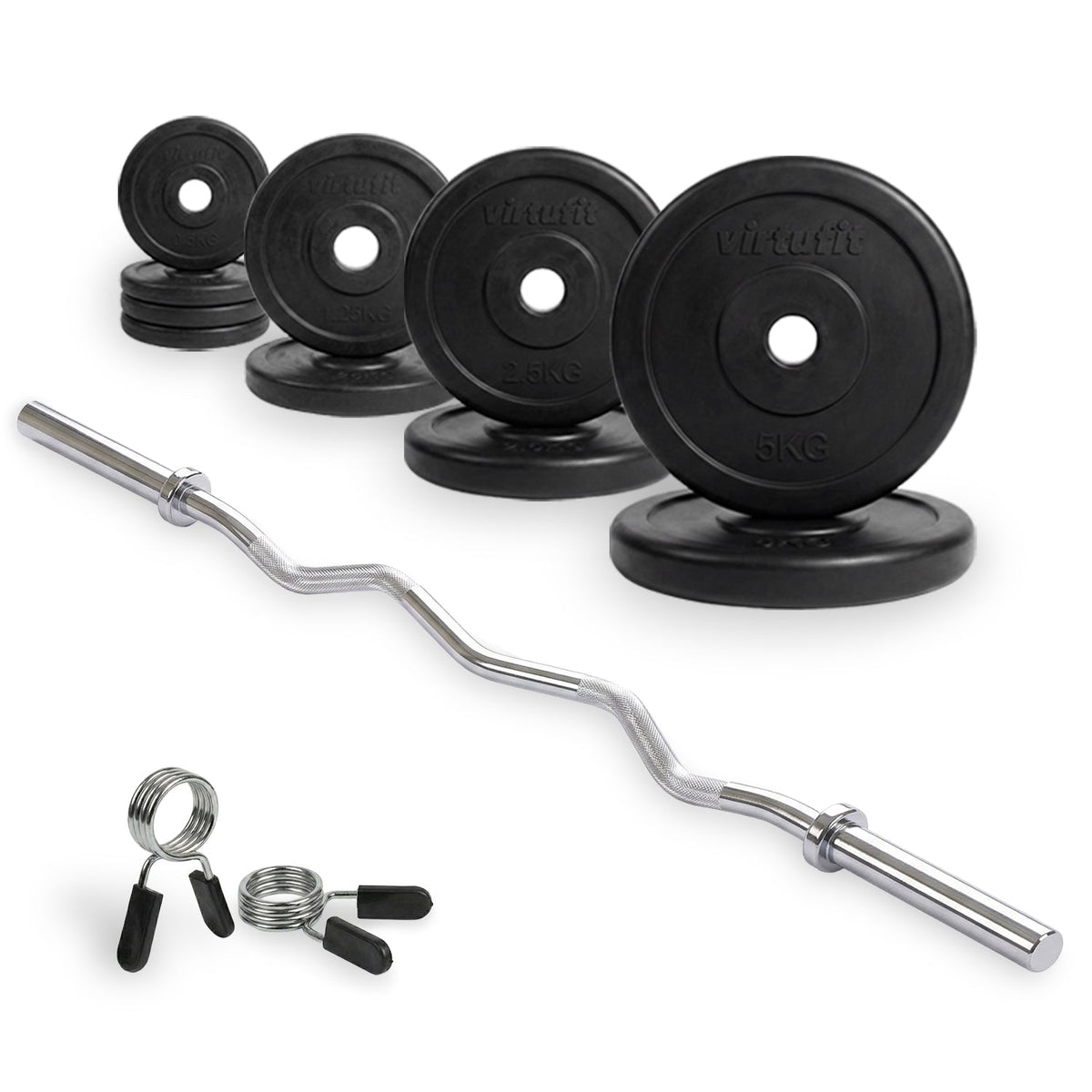 VirtuFit Rubberen Halterset - EZ Curlstang - Veerclip