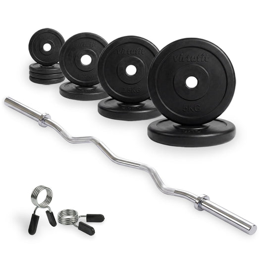 VirtuFit Rubberen Halterset - EZ Curlstang - Veerclip