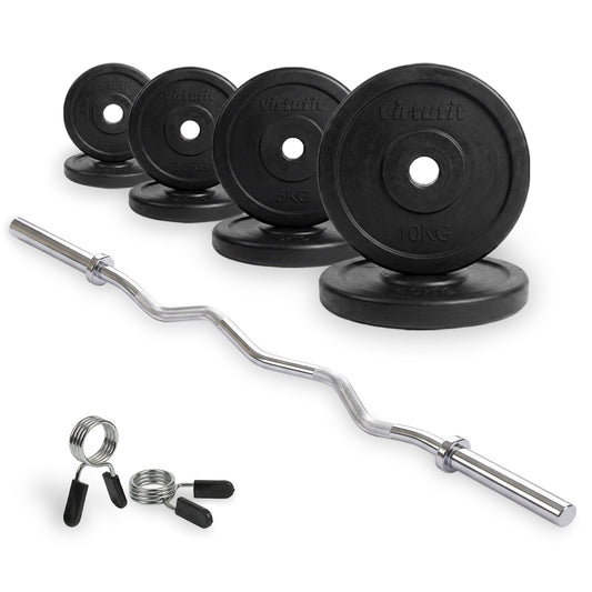 VirtuFit Rubberen Halterset - EZ Curlstang - Veerclip