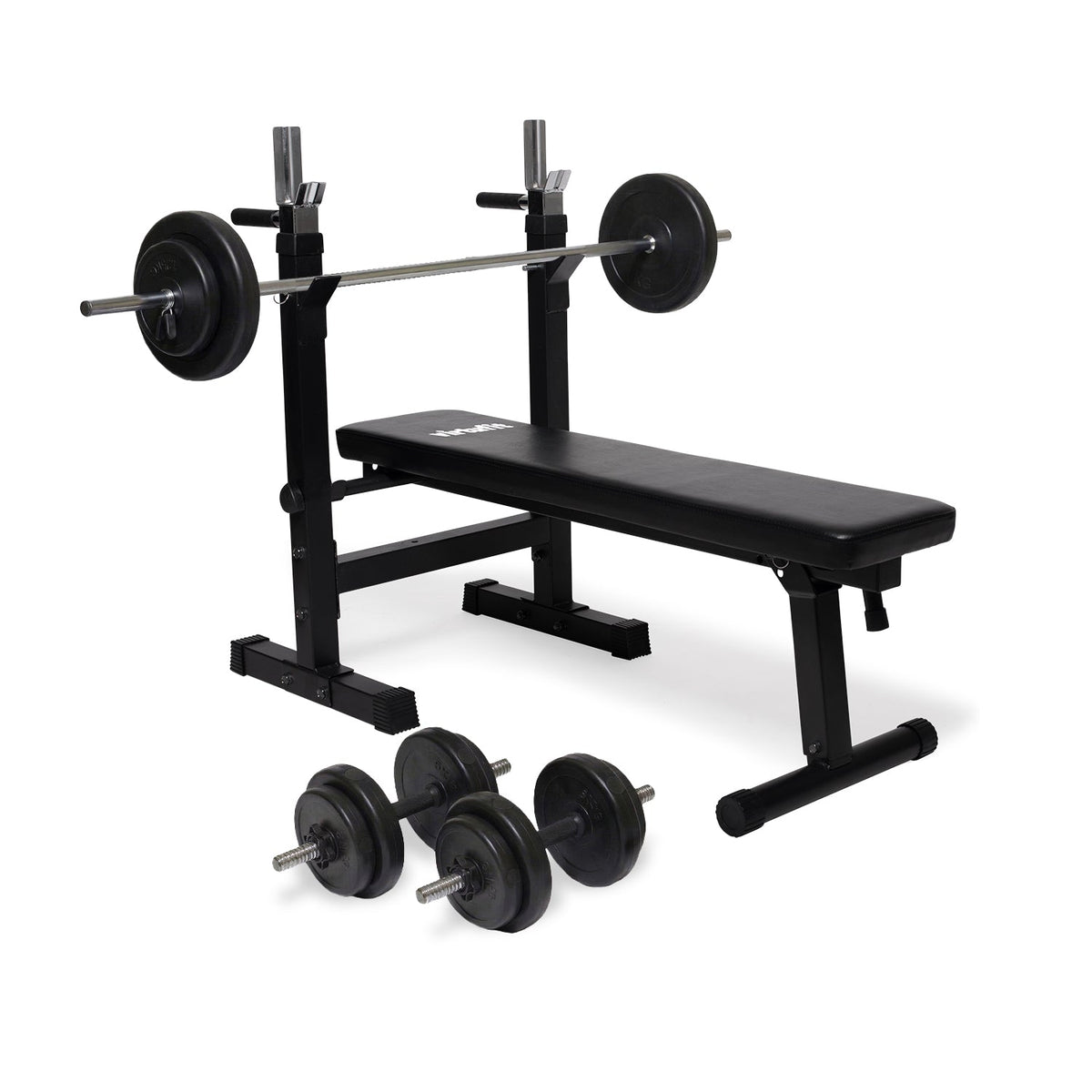VirtuFit Verstelbare Halterset - 30,5 kg - Halterbank Compact - Dumbbellset - Halterset