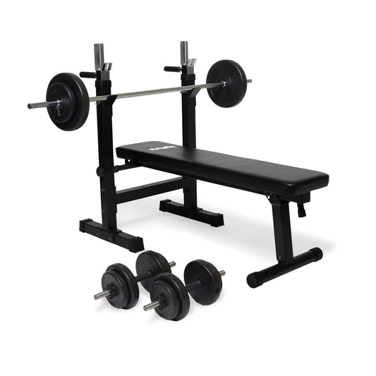VirtuFit Verstelbare Halterset - 30,5 kg - Halterbank Compact - Dumbbellset - Halterset
