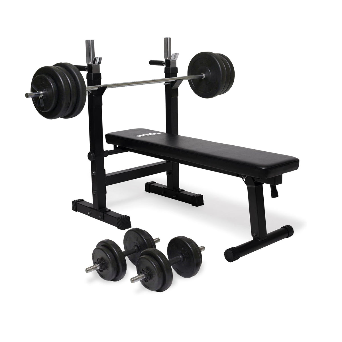 VirtuFit Verstelbare Halterset - Halterbank Compact - Dumbbellset - Halterset