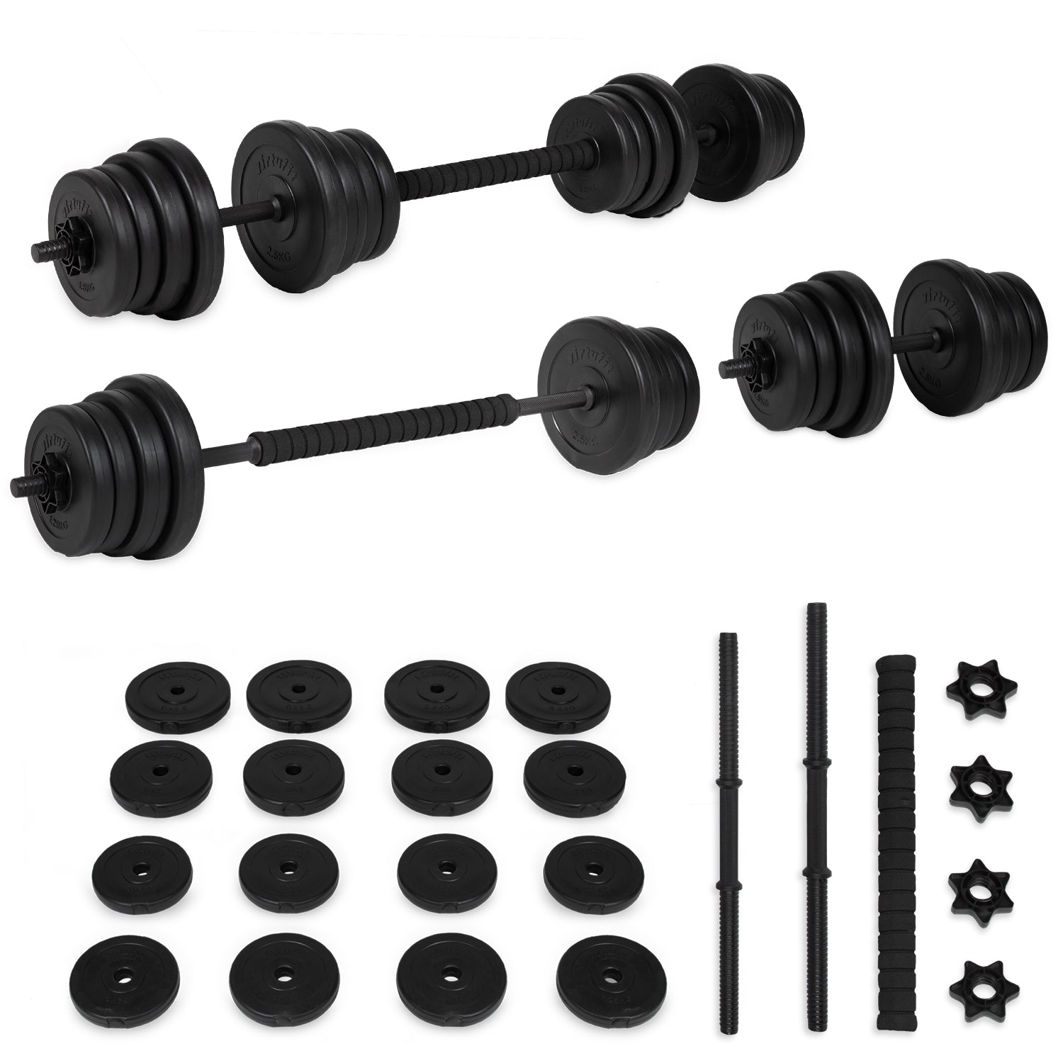 VirtuFit Verstelbare Dumbbellset - 2 in 1 Set - 30 kg - Vinyl