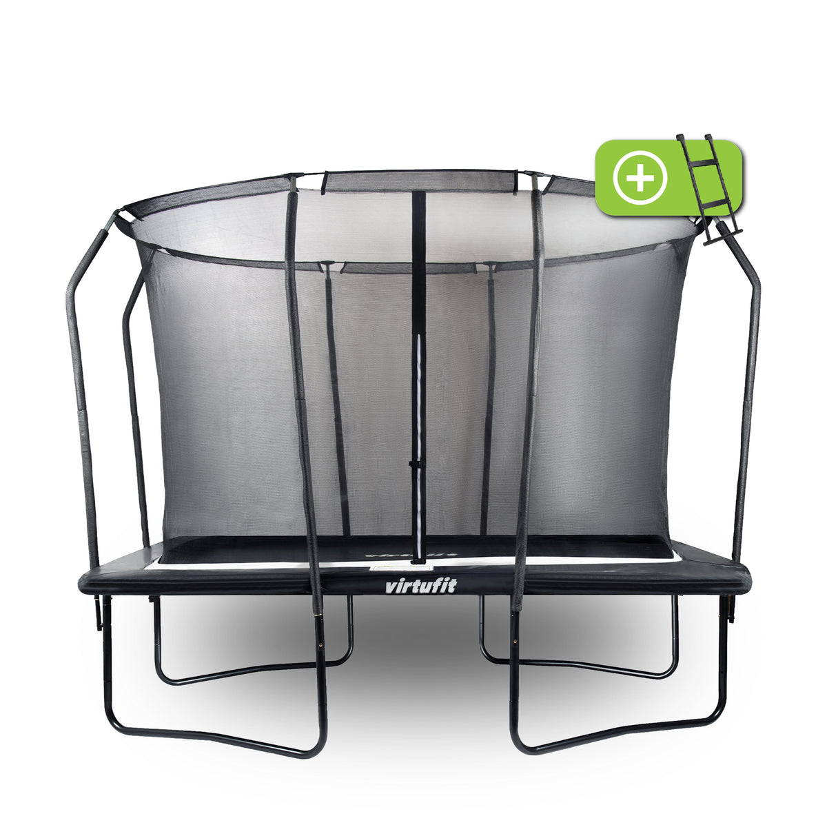 VirtuFit Premium Rechthoekige Trampoline met Veiligheidsnet - Zwart - Gratis trap