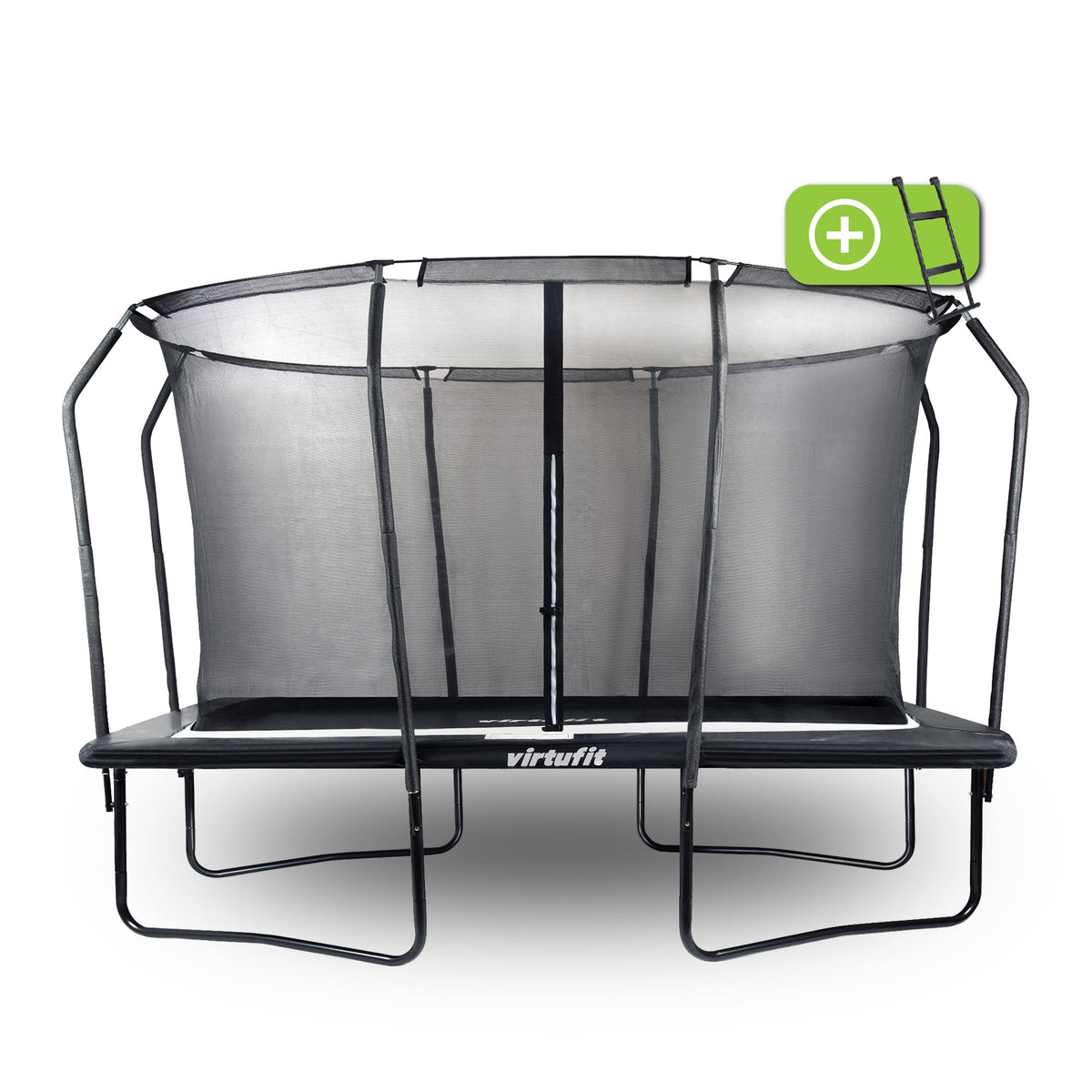 VirtuFit Premium Rechthoekige Trampoline met Veiligheidsnet - Zwart - Gratis trap