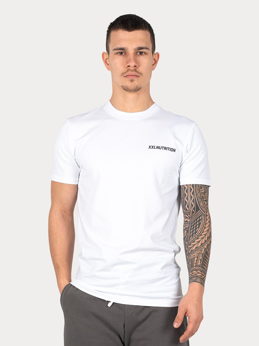 Essential Fitted T-Shirt - Black - Wit / XXL