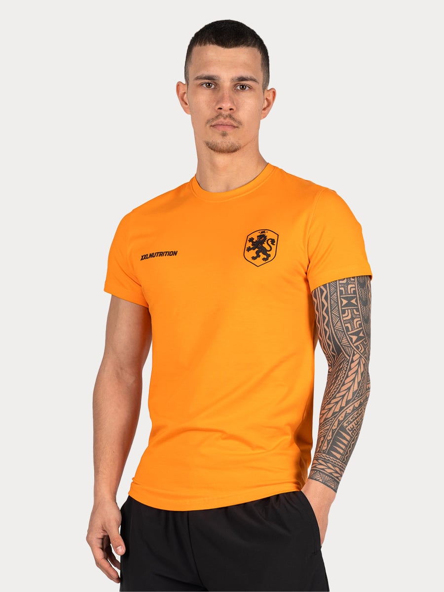 Lion Fitted T-Shirt - Orange Oranje - Sinaasappel / Oranje / M