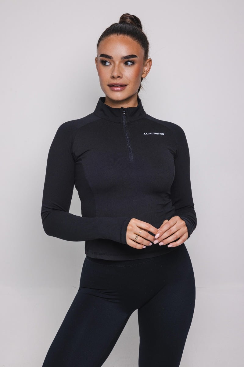 Training 1/4 Zip Top - Black - Zwart / S