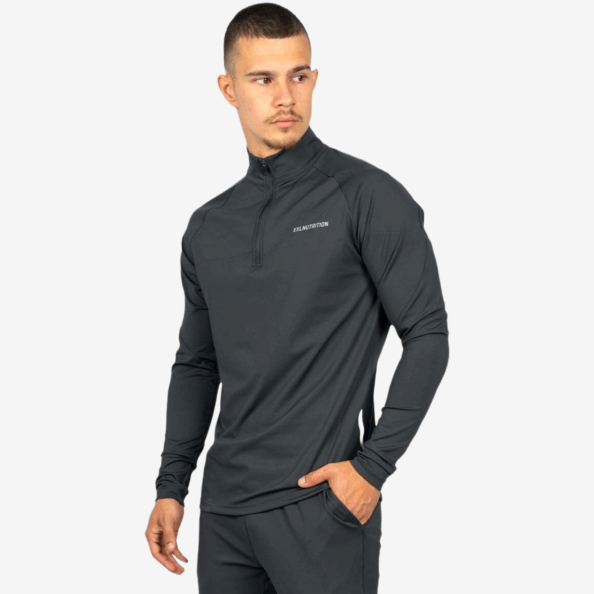 Training 1/4 Zip Pullover - Black - Grijs
