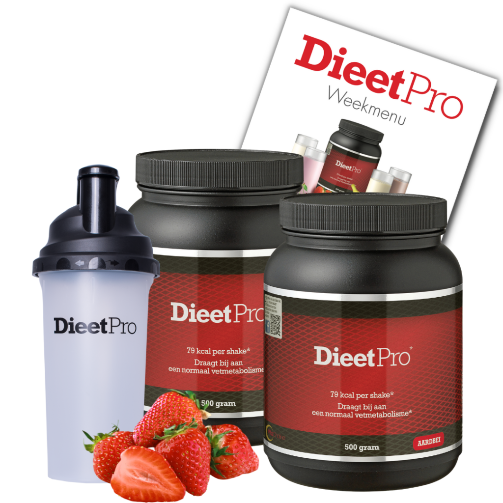 DieetPro 2 Potten + Gratis Shaker - Aardbei