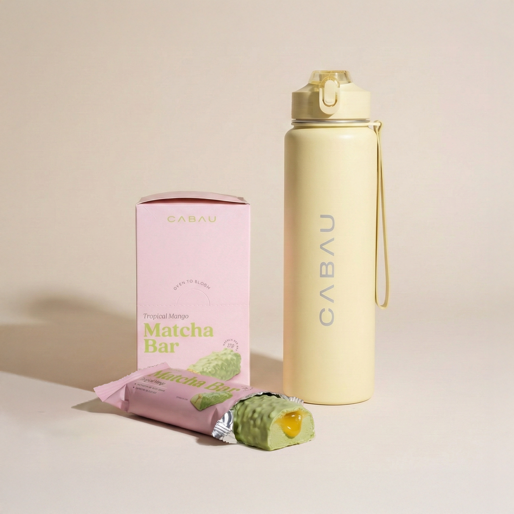 Matcha Bars + Stainless Bottle - Mango - Pink