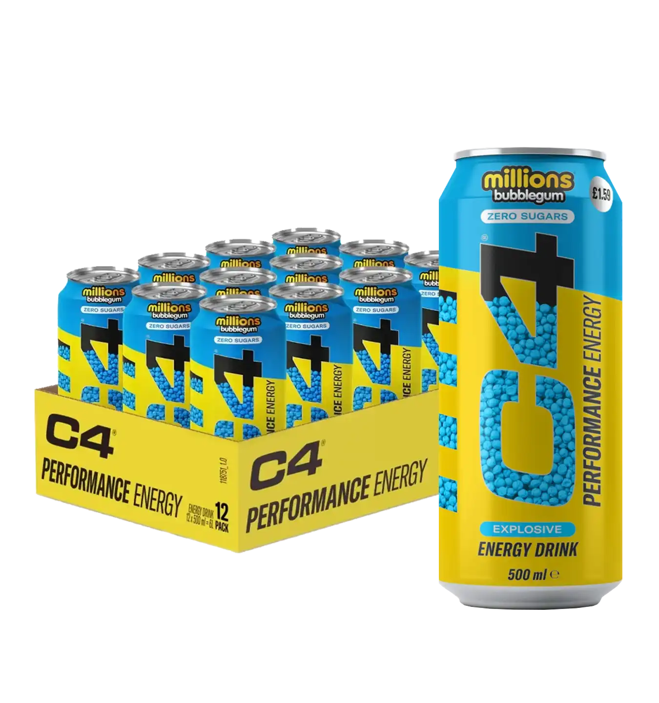 C4 Energy Drink - 12x 500 ml / Millions Bubblegum