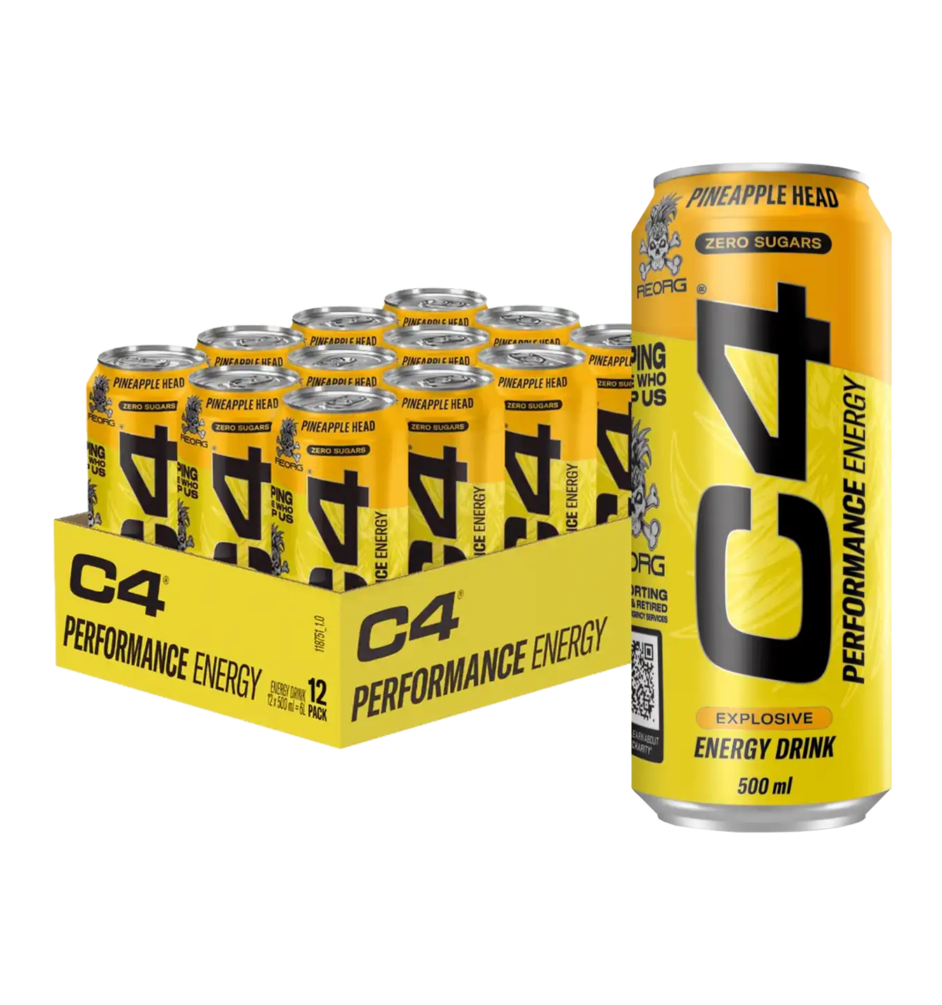C4 Energy Drink - 12x 500 ml / Pineapple Head