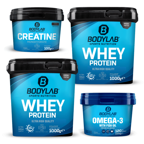 Power-Whey-Deal met Omega-3 capsules en Creatine Powder - 100 g