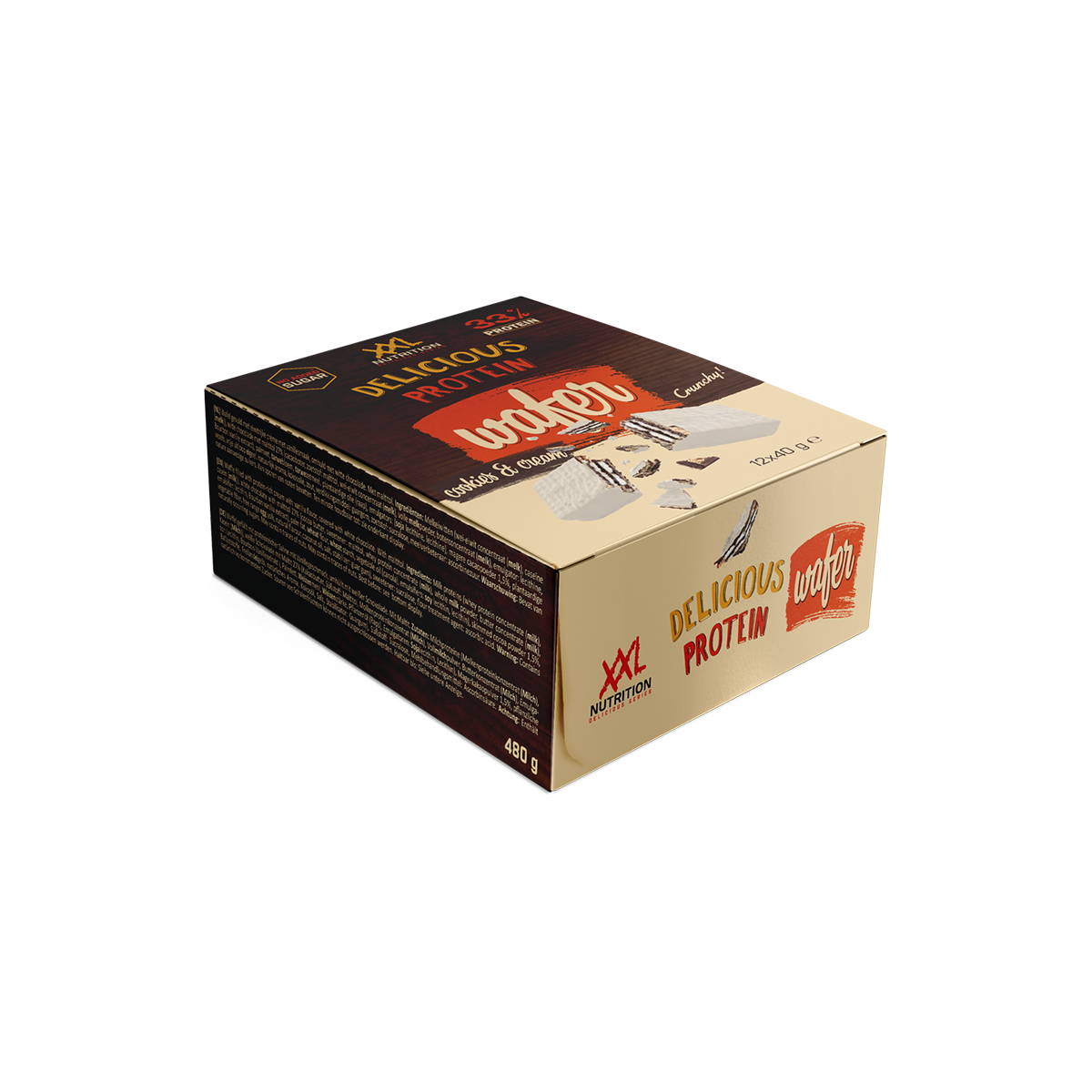 Delicious Protein Wafer Cookies & Cream - Cookies & Cream / Niet gespecificeerd / 12-pack / Crème