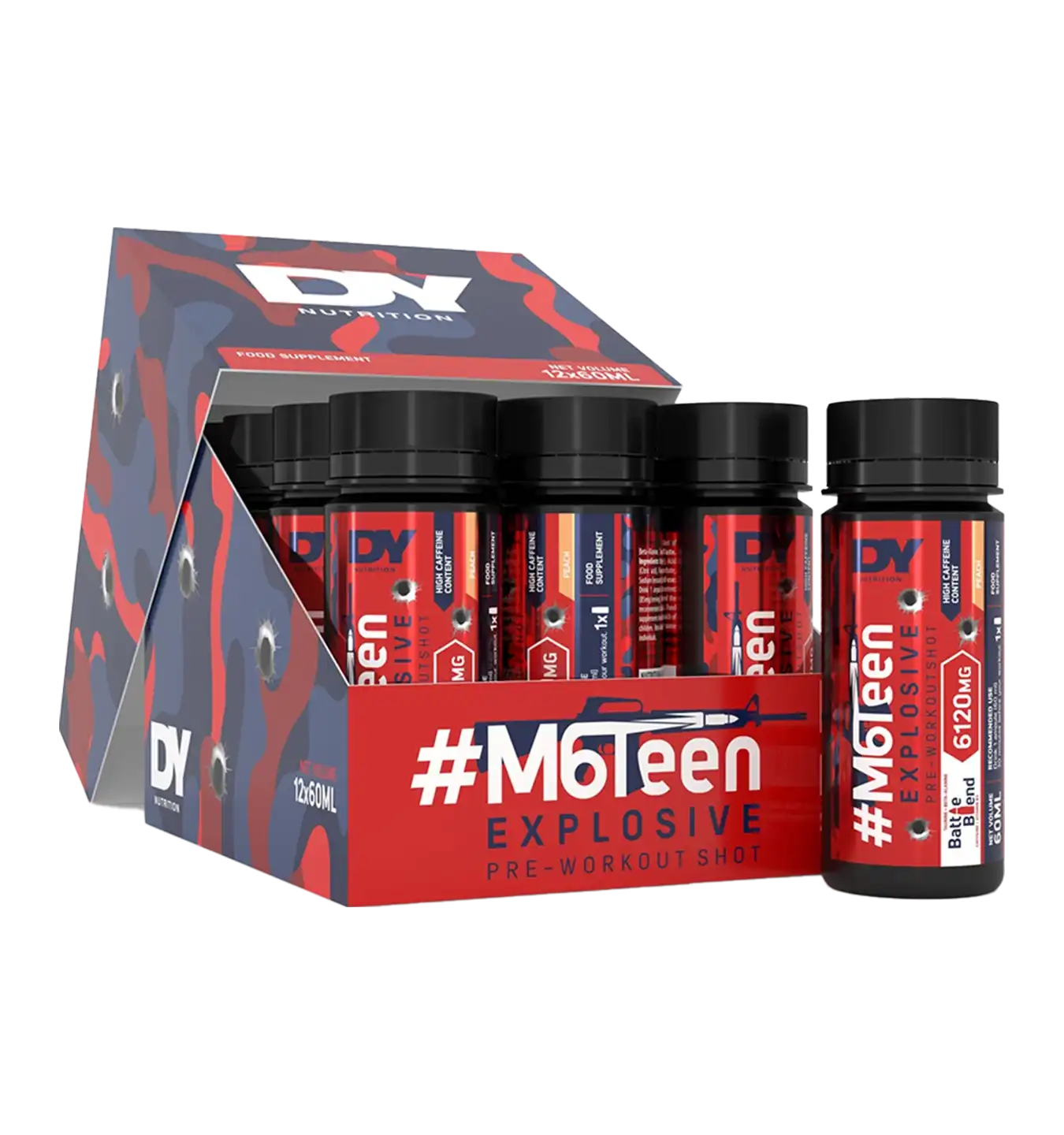 M6Teen Pre-Workout Shots - 12x 60 ml / Peach